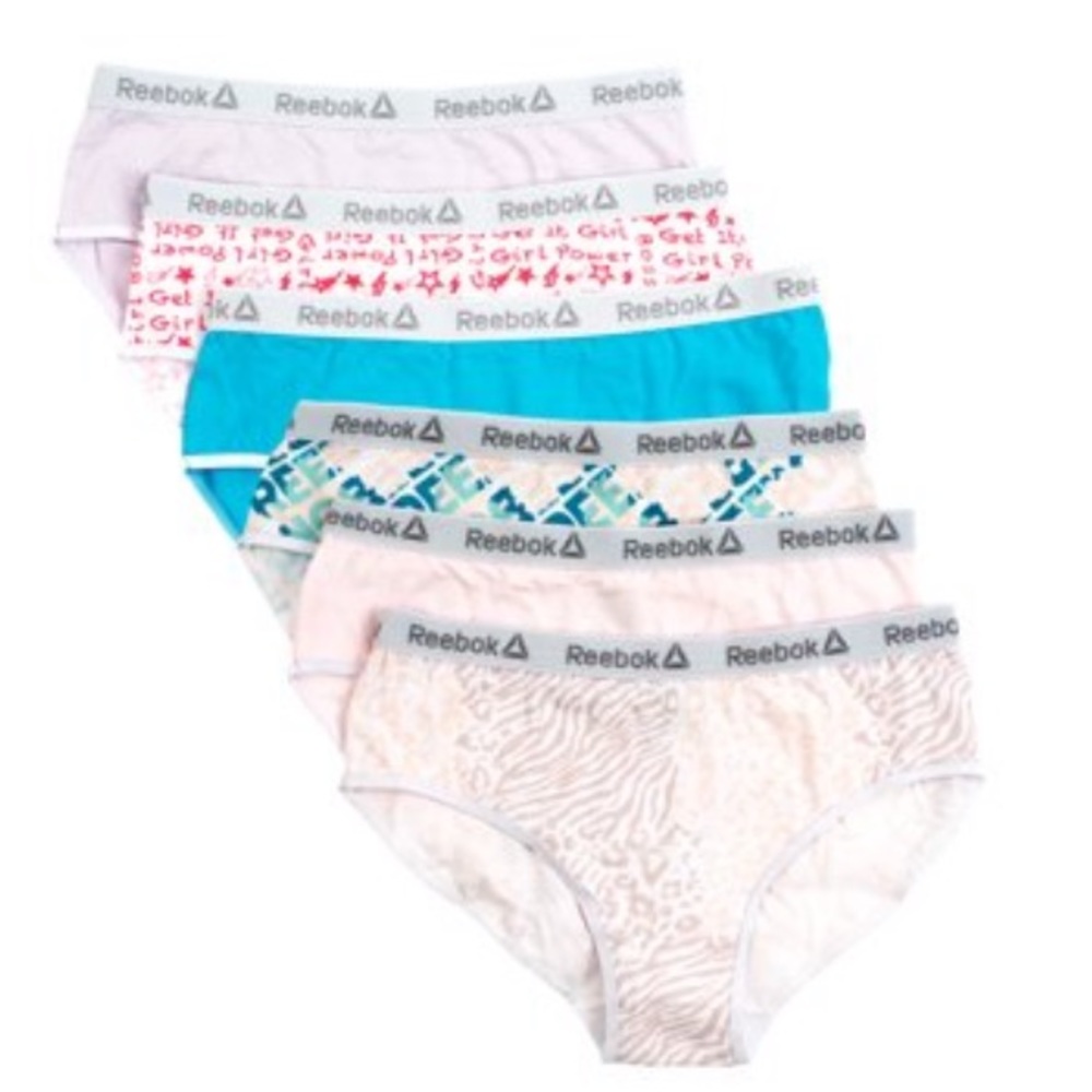 💜Reebok GirlsUnderwear 6pk Stretch Hipsterpanties